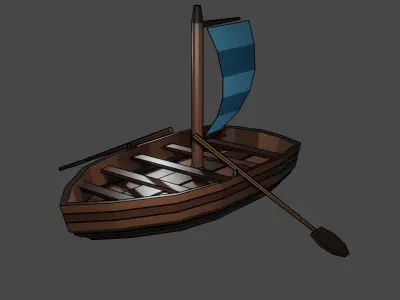 Boat for game low Poly  Low-poly 3D model