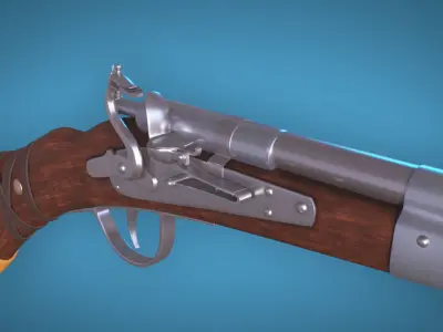 FlintLock Rifle  LowPoly Firearm 3D Model Low-poly 3D model