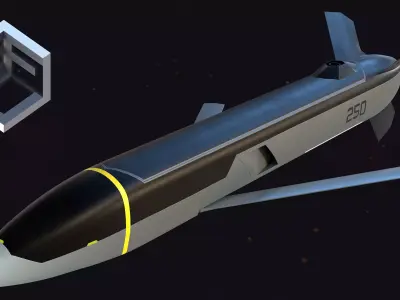 Barracuda-250 Missile Low-poly 3D model