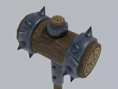 Stylized two-handed mace Low-poly 3D model