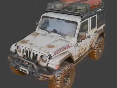 Post Apocalyptic Off Road Jeep 3D Model v02 Low-poly 3D model