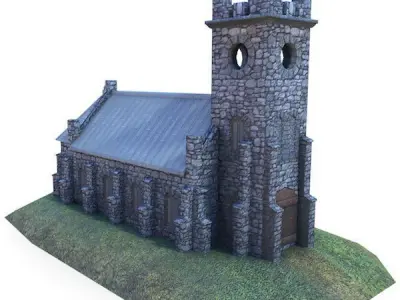 Medieval Building 59 Church Low-poly 3D model