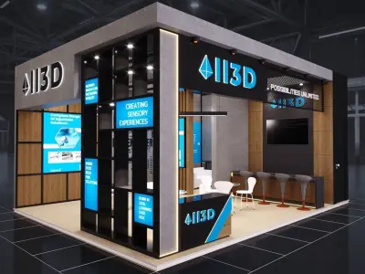 Exhibition Stand Stall 8X6 3 Side Open 3D model