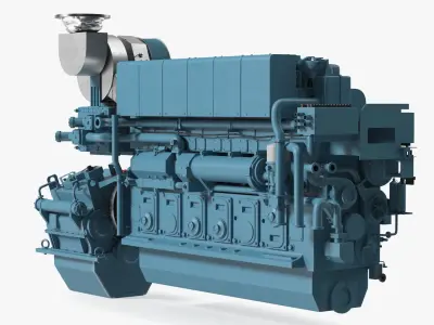 Marine Propulsion Engine Blue 3D model