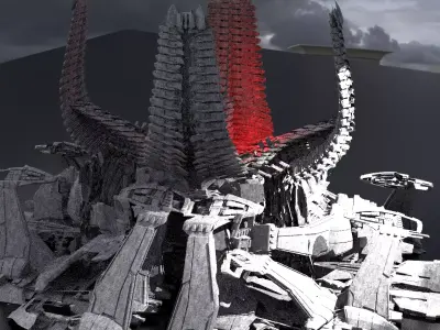 Alien Spine Tower City 2 3D model