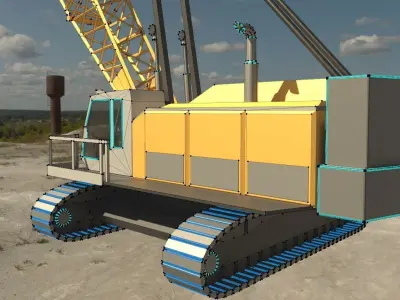 Rigged Crawler Crane Low-poly 3D model