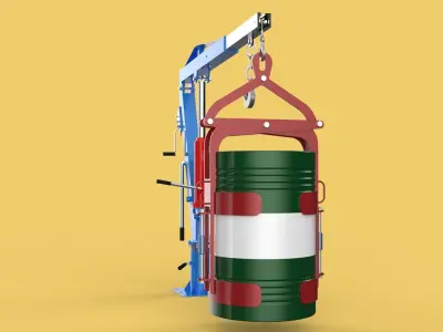 WINCH CRANE HOIST DRUM BARREL VERTICAL LIFTING CLAMP GRAB JIB 3D model