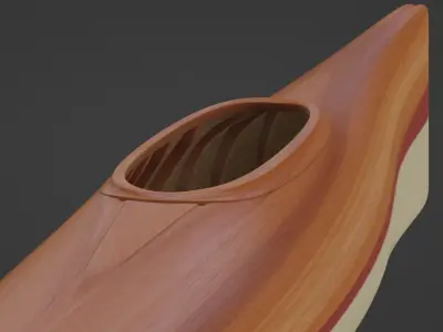Historical Canoe Low-poly 3D model