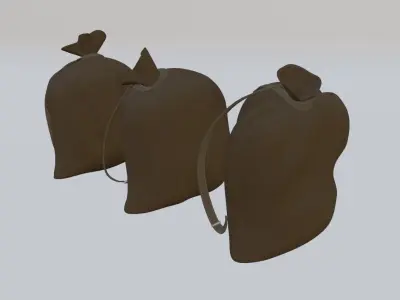 Set of 3 LowPoly Bags Low-poly 3D model