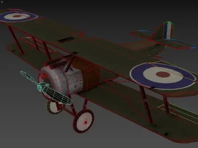3D model of a biplane Low-poly 3D model