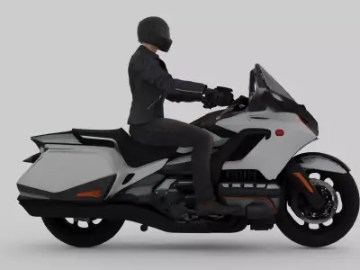 Honda Goldwing 2024 And Biker Ride Pose Free 3D model
