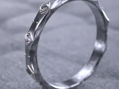 Jewelry ring pave style diamond men industrial 3D print model