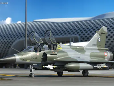Dassault Mirage 2000N Tactical Bomber Camouflage with Armament Rigged for Maya 3D model
