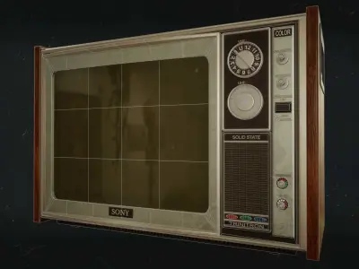 Vintage tv Low-poly 3D model