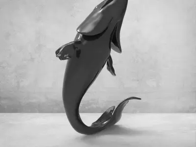 Fish 3d model koi sculpture Low-poly 3D model