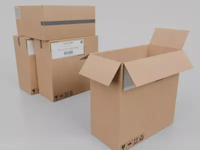 Cardboard Box R-244 - Rigged and Customizable Low-poly 3D model