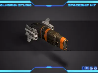 PolyBank Spaceship N16 Low-poly 3D model
