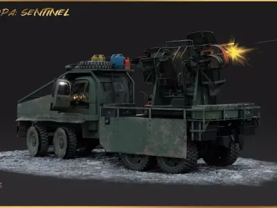 PBR-GrandPa Sentinel-PostApocalyptic Armed Truck Low-poly 3D model