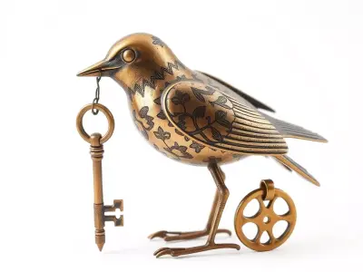 Steampunk Bird Sculpture model pack Low-poly 3D model