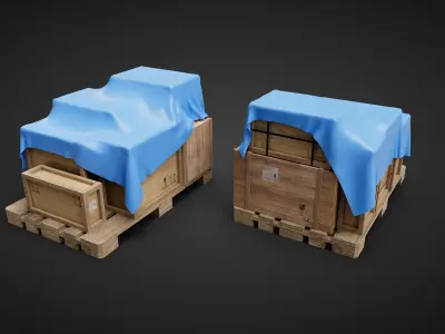 Wood Boxes pack  Low-poly 3D model