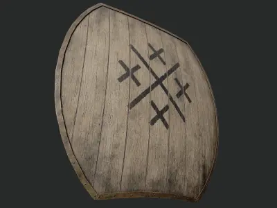 Slavic hybrid shield-painted black crosses symbol Low-poly 3D model