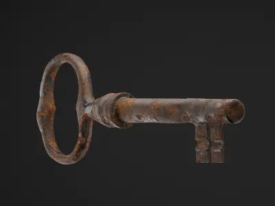 Rusted Old Key 3D Model Low-poly 3D model