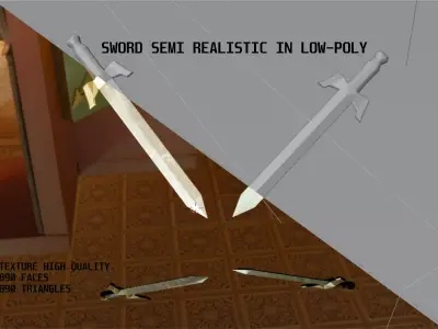 Semi-Realistic and Cartoon Sword - Low Poly Game Asset Low-poly 3D model