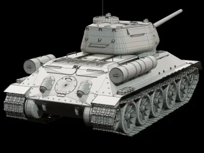T-34-85 - ZiS S-53 Cannon - Base Mesh 3D model
