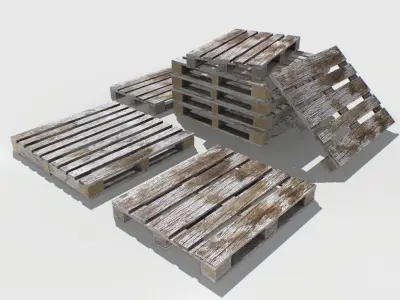 Industrial Wooden Pallet 7 Low-poly 3D model