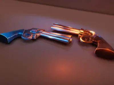 Stylized Magnum Revolver Low-poly 3D model