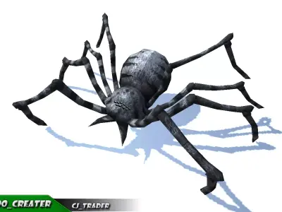 Low-Poly Black Spider Rigged Animated 3d model Low-poly 3D model