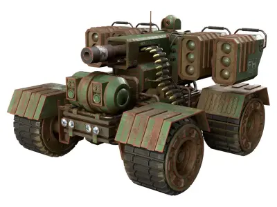 UGV Concept-3-Green-Rusty Low-poly 3D model