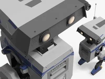  Nvidia AI Patrol Unit with Antennas White Blue Rigged for Cinema 4D 