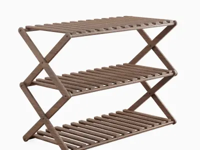 Modern Wooden Shoe Rack Set Low-poly 3D model