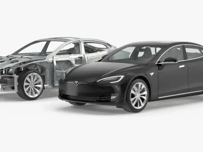 Tesla Model S and Frame Rigged Collection 3D model