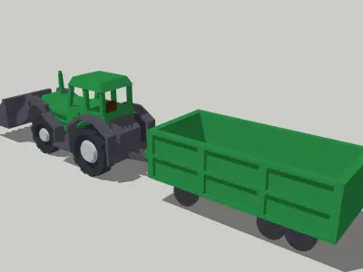 Farm Countryside Equipment Trailer Bulldozer by Outland Models Low-poly 3D model