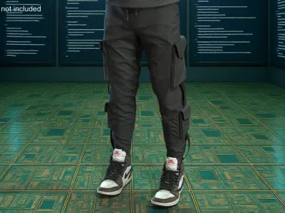Cargo Trousers Black 3D model