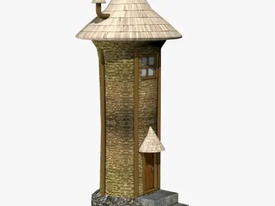 Medieval Tower Building  Low-poly 3D model