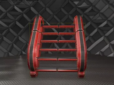 Sci-Fi Stairs - 10 - Red Version Low-poly 3D model