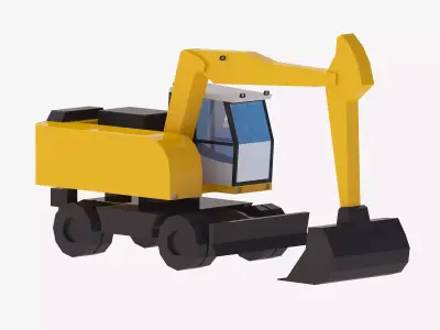 Excavator Construction Loader A920 Simplified Low-poly 3D model