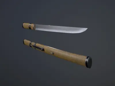 Japanese short sword - Tantou Low-poly 3D model
