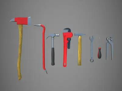 Workshop tools - Clean and dirty Low-poly 3D model