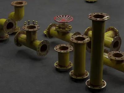 Pipes collection rusty Low-poly 3D model by SalamSadeq