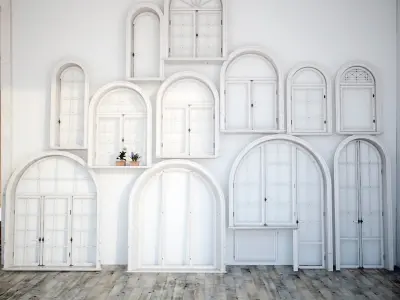 Classic arched windows set 3D model