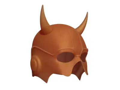 Stylized Devil Horn Helmet - 3D Printable Mask Two Part Design 3D print model