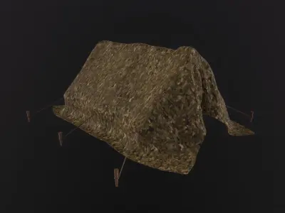 Camp Tent Military 3D Model Low-poly 3D model