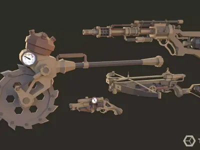 Steampunk Weapons LowPoly Pack Low-poly 3D model