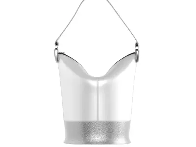 Silver Leather Bucket Bag 3D model