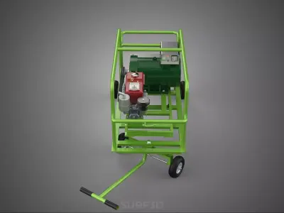 COMPACT DIESEL ENGINE GENERATOR MOUNTED TRANSPORT CARRIAGE DOLLY 3D model