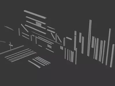 Pack wooden planks game-ready Low-poly 3D model